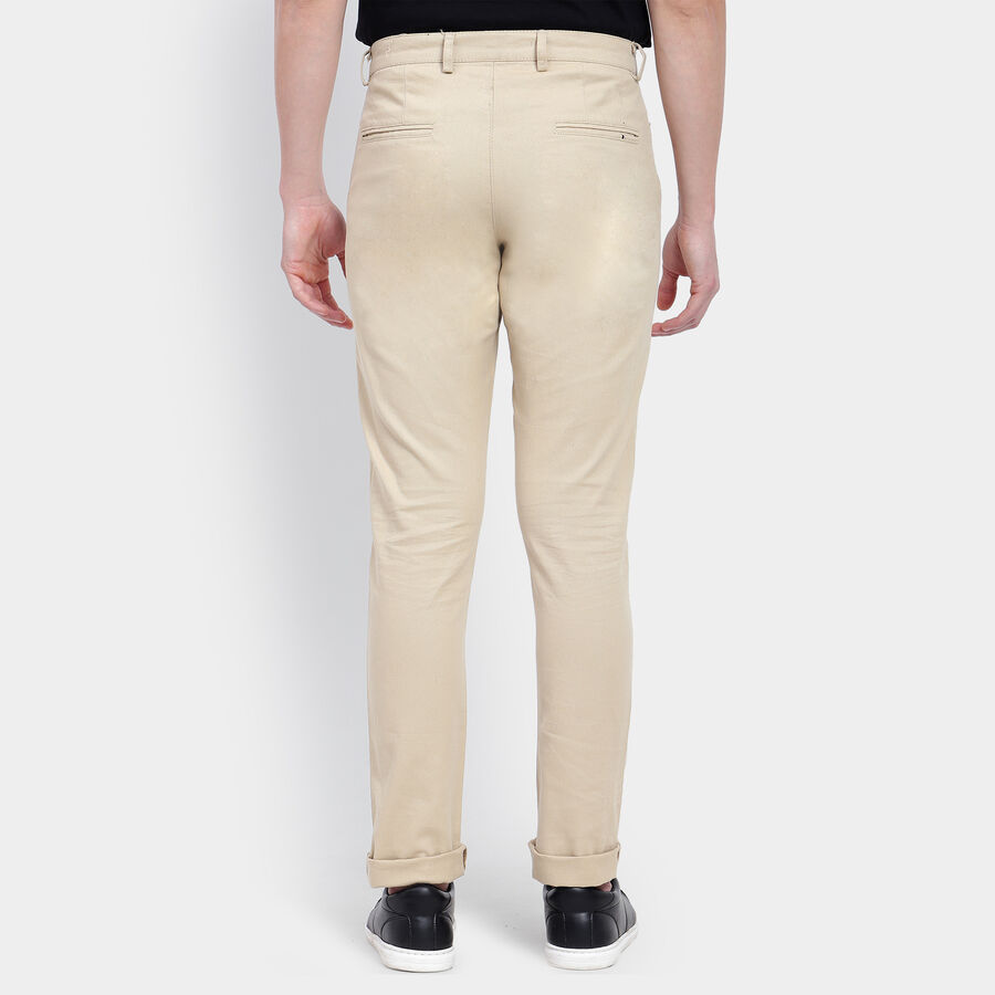 Men's Cotton Slim Fit Casual Trousers, Beige, large image number null